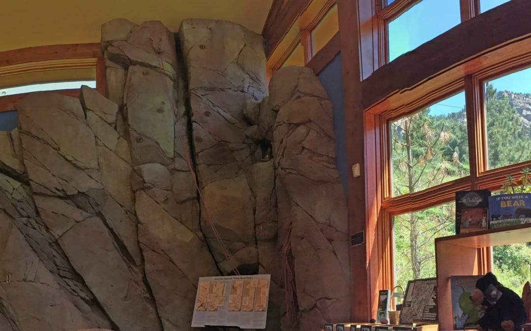 Visitor Center wall used to teach about climbing in Eldo